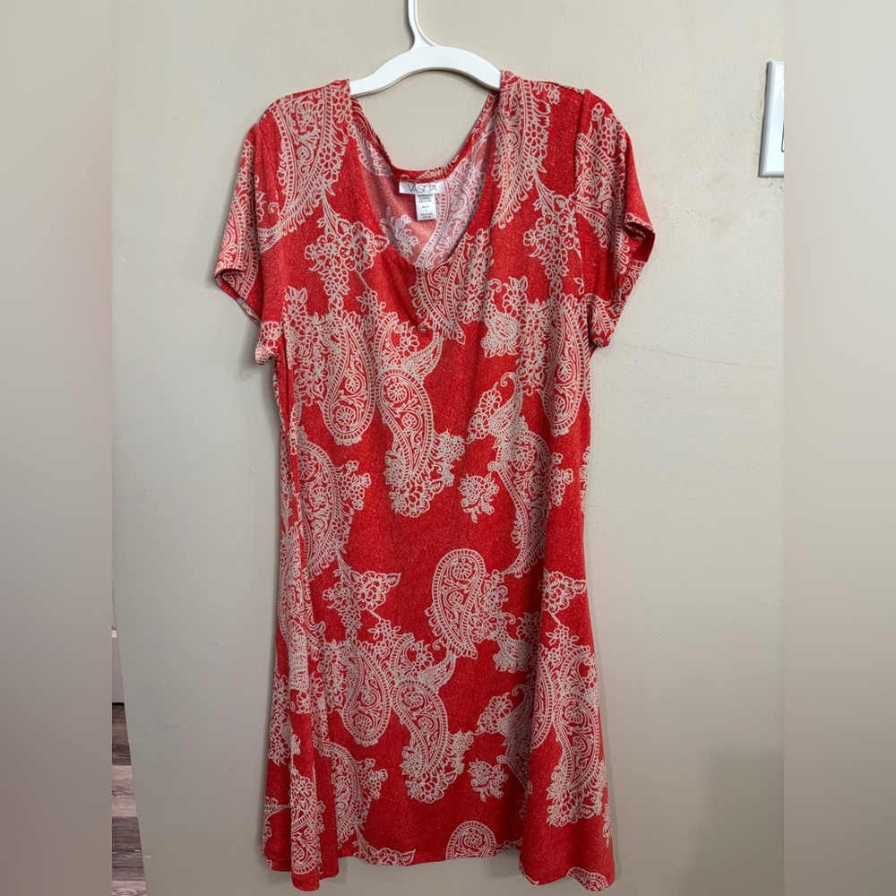 Vasna orange Paisley Short Sleeve Dress
